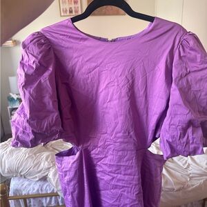 Veronica Beard Lavender Puff-Sleeve Dress